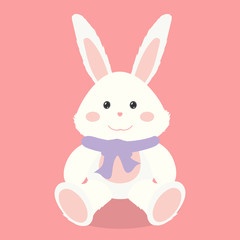 Plush rabbit vector illustration. Plush toy hare. Good for easter illustration. Vector icon.