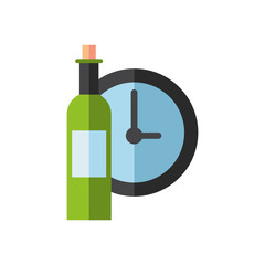 wine bottle drink with time clock