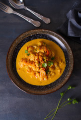 Bowl of shrimp prawn curry