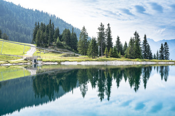 Mountain lake landscape view