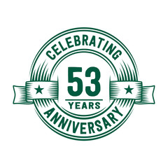 Fototapeta premium 53 years logo design template. 53rd anniversary vector and illustration.