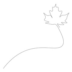 Autumn leaf line drawing vector illustration