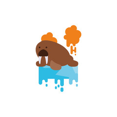 Sea lion animal over melted ice vector design