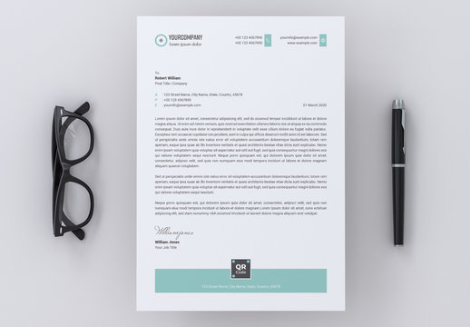 Letterhead Layout with Teal Accents