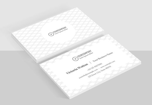 Business Card Layout with Gray Lattice Background Pattern
