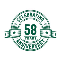58 years logo design template. 58th anniversary vector and illustration.