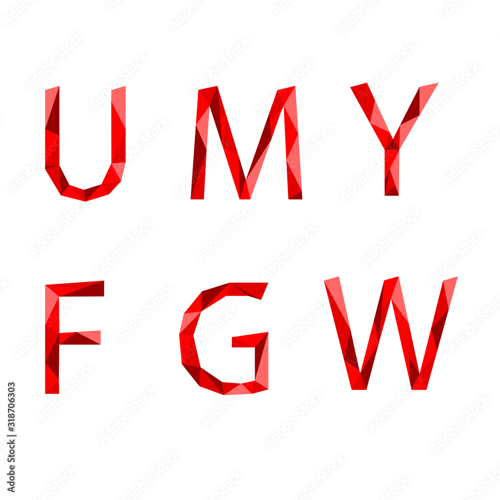 Fototapete crystal font. vector alphabet with light and shadow effect letters.