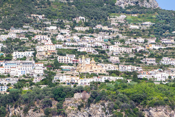 Panoramic view of the Praiano city, Italy