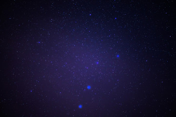The constellation Ursa Major against the background of the other twinkling stars, the shape of a bucket. Astrological night starry sky.