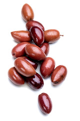 Greek kalamata olives isolated on white