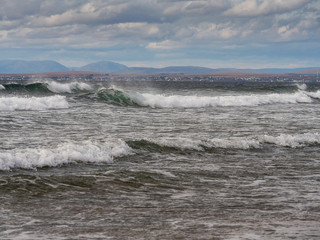 Atlantic ocean, Wave crashing, Galway bay, Ireland. Nature landscape.