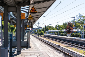 Municipal Germering, District Fürstenfeldbruck, Upper Bavaria, Germany: Platform on Train Station Germering Unterpfaffenhofen