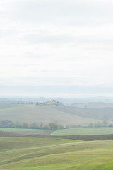 Fototapeta na wymiar Foggy landscape in Tuscany, Italy, Europe