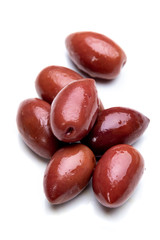 Greek kalamata olives isolated on white