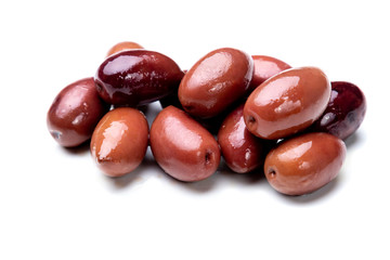 Greek kalamata olives isolated on white