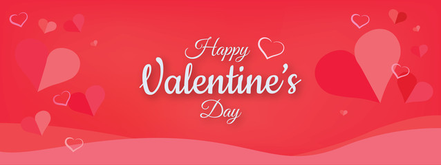 Valentine's day banner - pink love hearts background
