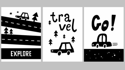 Set of scandinavian style posters for little travellers.