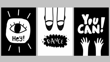 Scandinavian posters with body parts. Vector print.