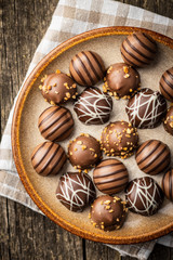 Obraz na płótnie Canvas Praline bonbons. Chocolate truffles.