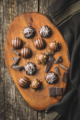 Praline bonbons. Chocolate truffles.