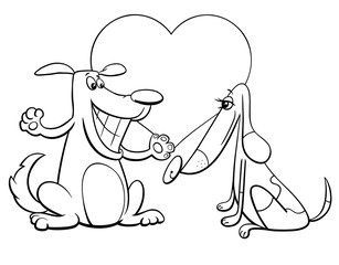 valentine card with dogs couple in love color book