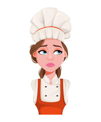 Face expression of beautiful young chef woman