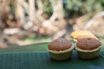Cupcakes on the leaf banana