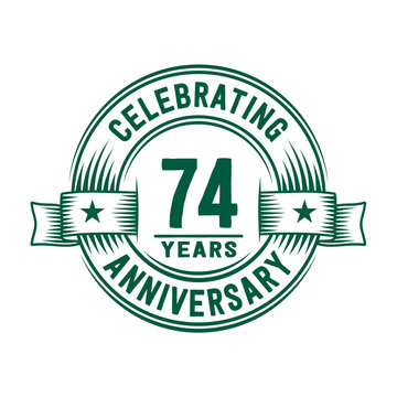 74 years logo design template. 74th anniversary vector and illustration.