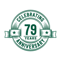 79 years logo design template. 79th anniversary vector and illustration.