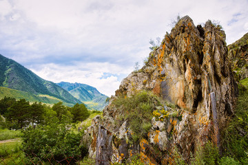 Nature of Altai mountains in Siberia in Russia