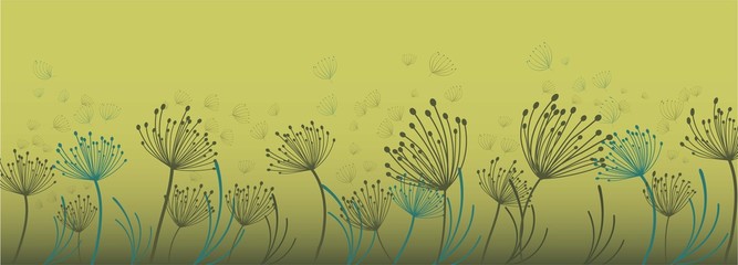 Dandelion for decoration design. Line art dandelion for banner design. Colorful abstract background. Abstract geometric pattern