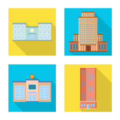 Isolated object of municipal and center logo. Set of municipal and estate vector icon for stock.