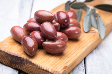 Pickled olives ready to eat, healthy food used in mediterranean cuisines