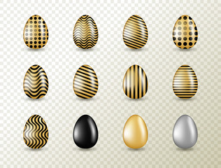 Gold Eggs Collection with Black Geometric Pattern