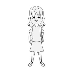 cartoon girl standing and wearing beautiful clothes, flat design