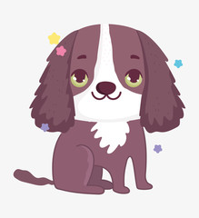 cute brown dog domestic cartoon animal, pets