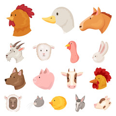 Vector design of farm and head sign. Set of farm and homemade stock symbol for web.