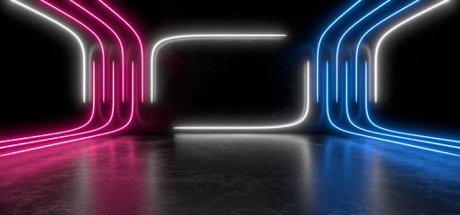 Beautiful composition of colored neon lights on a black background. 3d rendering image.