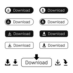 Collection of download web buttons vector design.