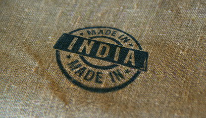 Fototapeta na wymiar Made in India stamp and stamping