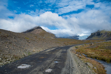 Nice view of the glacier Vatnajokull from the trail,Iceland
