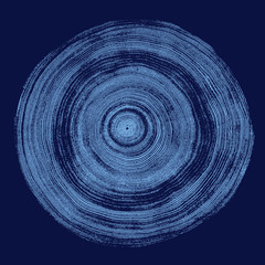 Vector wood texture of a blue tree rings and ripples cross section wooden stump showing years and growth rings.