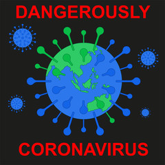 Coronavirus 2019-ncov outbreak of a new strain of influenza threatening the development of a pandemic. Vector illustration