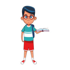 cartoon boy standing holding a book