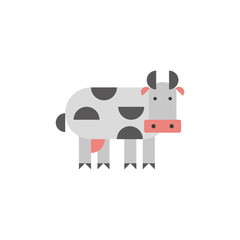 Vector illustration of a cow farm animal in simple geometric shape. It can be good as design element of farm re