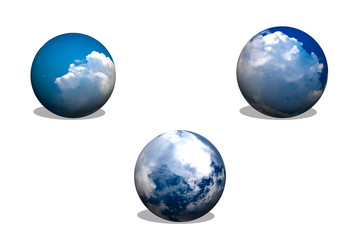 three sky theme sphere 3D on a white background