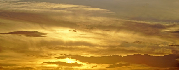 Golden sky background, panoramic scenery heaven liked sky