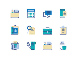 Isolated office and business icon set vector design