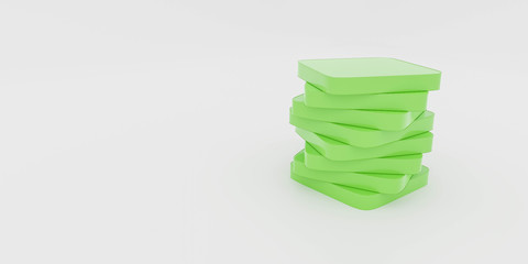 3d abstract green blocks in front of white background 3d render illustration