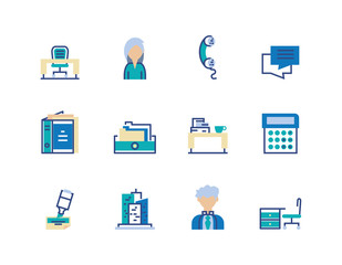 Isolated office and business icon set vector design